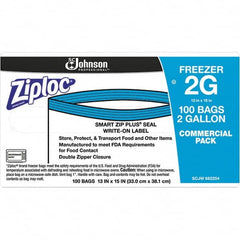 Ziploc - 100 Piece, 2 Gallon Capacity, 13 Inch Long x 15-1/2 Inch Wide, Ziploc Freezer Bag - 2.7 mil Thick, Rectangle Clear Plastic - Exact Tooling