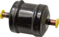 Parker - 3/8" Connection, 2-1/2" Diam, 4.39" Long, Refrigeration Liquid Line Filter Dryer - 3-1/4" Cutout Length, 78 Drops Water Capacity - Exact Tooling