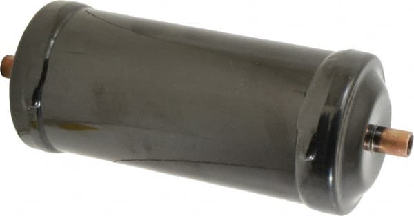 Parker - 3/8" Connection, 3" Diam, 8.86" Long, Refrigeration Liquid Line Filter Dryer - 7-3/4" Cutout Length, 361 Drops Water Capacity - Exact Tooling