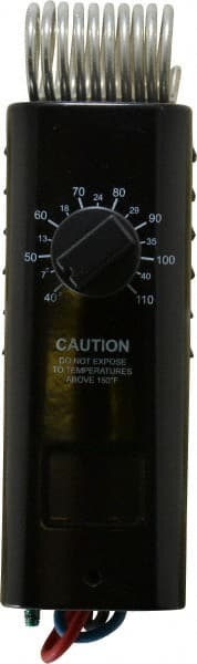 TPI - 40 to 110°F, 1 Heat, 1 Cool, Industrial Thermostat (Coiled Bulb with Wire Leads) - 125 to 277 Volts, Snap Acting Switch - Exact Tooling