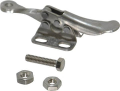 De-Sta-Co - 75 Lb Holding Capacity, Horizontal Handle, Manual Hold Down Toggle Clamp - 82° Handle Movement, 94° Bar Opening, Solid Bar, Flanged Base, Stainless Steel - Exact Tooling