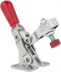 De-Sta-Co - 100 Lb Holding Capacity, Vertical Handle, Manual Hold Down Toggle Clamp - 55° Handle Movement, 100° Bar Opening, U-Bar, Flanged Base, Electro-Plated Zinc, Carbon Steel - Exact Tooling