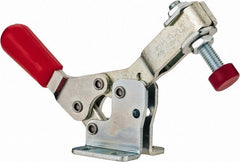 De-Sta-Co - 150 Lb Holding Capacity, Horizontal Handle, Manual Hold Down Toggle Clamp - 60° Handle Movement, 90° Bar Opening, U-Bar, Flanged Base, Electro-Plated Zinc, Carbon Steel - Exact Tooling