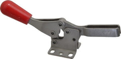 De-Sta-Co - 250 Lb Holding Capacity, Horizontal Handle, Manual Hold Down Toggle Clamp - 61° Handle Movement, 91° Bar Opening, U-Bar, Flanged Base, Electro-Plated Zinc, Stainless Steel - Exact Tooling