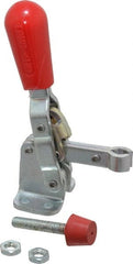 De-Sta-Co - 200 Lb Holding Capacity, Vertical Handle, Manual Hold Down Toggle Clamp - 65° Handle Movement, 105° Bar Opening, U-Bar, Flanged Base, Electro-Plated Zinc, Carbon Steel - Exact Tooling