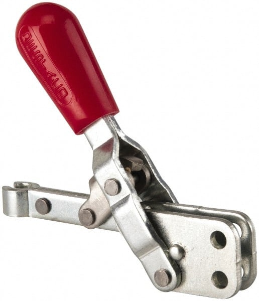 De-Sta-Co - 200 Lb Holding Capacity, Vertical Handle, Manual Hold Down Toggle Clamp - 65° Handle Movement, 105° Bar Opening, Solid Bar, Straight Base, Electro-Plated Zinc, Carbon Steel - Exact Tooling