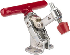 De-Sta-Co - 200 Lb Holding Capacity, Vertical Handle, Manual Hold Down Toggle Clamp - 65° Handle Movement, 105° Bar Opening, Solid Bar, Flanged Base, Electro-Plated Zinc, Carbon Steel - Exact Tooling