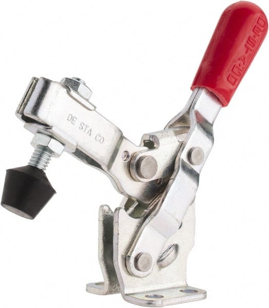 De-Sta-Co - 375 Lb Holding Capacity, Vertical Handle, Manual Hold Down Toggle Clamp - 62° Handle Movement, 115° Bar Opening, U-Bar, Flanged Base, Carbon Steel - Exact Tooling