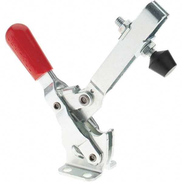 De-Sta-Co - 375 Lb Holding Capacity, Vertical Handle, Manual Hold Down Toggle Clamp - 57° Handle Movement, 99° Bar Opening, U-Bar, Flanged Base, Electro-Plated Zinc, Carbon Steel - Exact Tooling