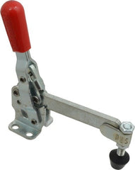 De-Sta-Co - 500 Lb Holding Capacity, Vertical Handle, Manual Hold Down Toggle Clamp - 57° Handle Movement, 99° Bar Opening, Solid Bar, Flanged Base, Electro-Plated Zinc, Carbon Steel - Exact Tooling