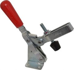 De-Sta-Co - 600 Lb Holding Capacity, Vertical Handle, Manual Hold Down Toggle Clamp - 58° Handle Movement, 103° Bar Opening, U-Bar, Flanged Base, Electro-Plated Zinc, Carbon Steel - Exact Tooling