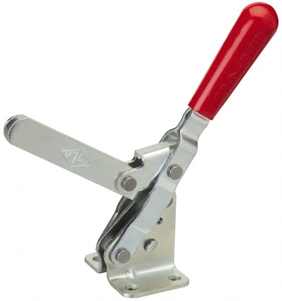 De-Sta-Co - 750 Lb Holding Capacity, Vertical Handle, Manual Hold Down Toggle Clamp - 58° Handle Movement, 103° Bar Opening, U-Bar, Flanged Base, Electro-Plated Zinc, Stainless Steel - Exact Tooling