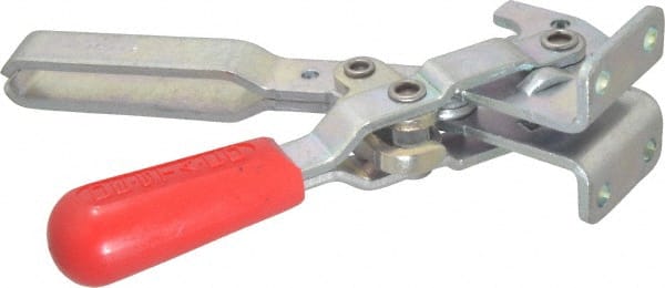 De-Sta-Co - 1,000 Lb Holding Capacity, Vertical Handle, Manual Hold Down Toggle Clamp - 67° Handle Movement, 120° Bar Opening, U-Bar, Flanged Base, Electro-Plated Zinc, Carbon Steel - Exact Tooling