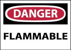 NMC - Danger - Flammable, Pressure Sensitive Vinyl Fire Sign - 5" Wide x 3" High - Exact Tooling