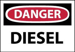 NMC - Hazardous Materials Label, Header: DANGER - Legend: Danger - Diesel, English, Red, Black & White, 5" Long x 3" High, Sign Muscle Finish - Exact Tooling