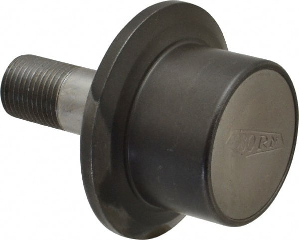 Osborn International - 1-1/2" Roller Diam x 1-3/16" Width, 5/8" Stud Diam x 1-1/2" Length, Flanged Concentric Stud Load Runner - Steel, 3/4" Thread Length, 5/8-18 Thread, 2-11/16" OAL, 1,100 Lb Dynamic Cap - Exact Tooling