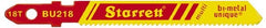 Starrett - 3" Long, 18 Teeth per Inch, Bi-Metal Jig Saw Blade - Toothed Edge, 3/8" Wide x 0.04" Thick, U-Shank, Wavy Tooth Set - Exact Tooling