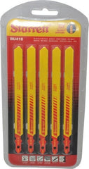 Starrett - 5" Long, 18 Teeth per Inch, Bi-Metal Jig Saw Blade - Toothed Edge, 3/8" Wide x 0.04" Thick, U-Shank, Wavy Tooth Set - Exact Tooling
