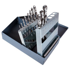 ‎1/16-3/8 RHS / RHC HSS 118 Degree Radial Point General Purpose Jobber Length Drill Set - Bright - Exact Tooling