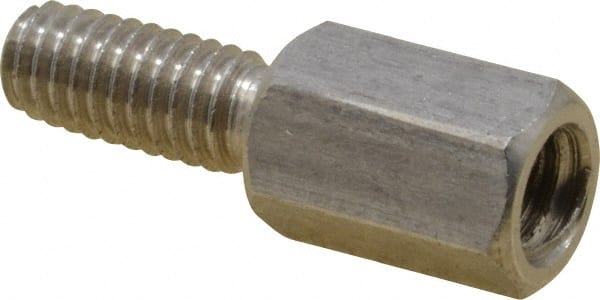 Electro Hardware - M4x0.70, 18.53mm OAL, 6mm Across Flats, Stainless Steel Hex Male/Female Circuit Board Standoffs - 11.1mm Thread Depth, 9mm Body Length, Uncoated - Exact Tooling