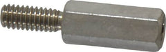 Electro Hardware - M4x0.70, 24.53mm OAL, 6mm Across Flats, Stainless Steel Hex Male/Female Circuit Board Standoffs - 11.1mm Thread Depth, 15mm Body Length, Uncoated - Exact Tooling