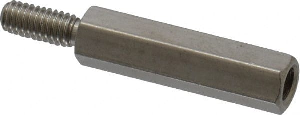 Electro Hardware - M4x0.70, 33.53mm OAL, 6mm Across Flats, Stainless Steel Hex Male/Female Circuit Board Standoffs - 11.1mm Thread Depth, 24mm Body Length, Uncoated - Exact Tooling