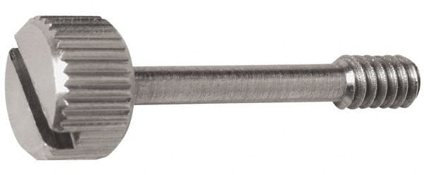 Electro Hardware - Slotted Drive #6-32 UNC 23/32" Length Under Head Captive Screw - 18-8 Stainless Steel, 3/8" Head Diam, 3/16" Head Height, Uncoated - Exact Tooling