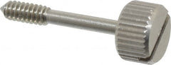 Electro Hardware - Slotted Drive #4-40 UNC 23/32" Length Under Head Captive Screw - 18-8 Stainless Steel, 5/16" Head Diam, 3/16" Head Height, Uncoated - Exact Tooling