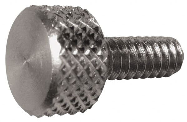 Electro Hardware - #4-40 Knurled Shoulderless Grade 303 Stainless Steel Thumb Screw - 5/8" OAL, 5/16" Head Diam x 3/16" Head Height, Uncoated - Exact Tooling