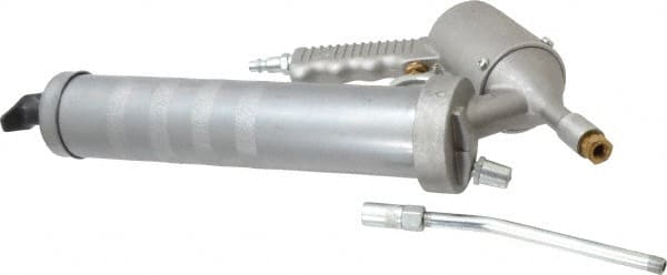 PRO-LUBE - 4,800 Max psi, Rigid Air-Operated Grease Gun - 14 oz (Cartridge) Capacity, 1/8 Thread Outlet, 40 Strokes per oz, Bulk, Cartridge, Filler Pump & Suction Fill, Includes 4 Jaw Coupler - Exact Tooling