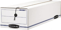 BANKERS BOX - 1 Compartment, 9-3/4" Wide x 6-1/4" High x 23-3/4" Deep, Storage Box - Corrugated Cardboard, White/Blue - Exact Tooling