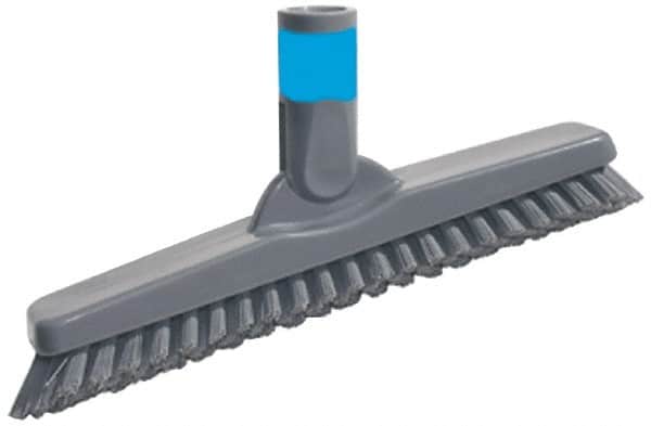 Unger - 1" Bristle Length, Polypropylene Scrub Brush - 9-1/2" OAL, Straight Handle, Gray, Plastic Block - Exact Tooling