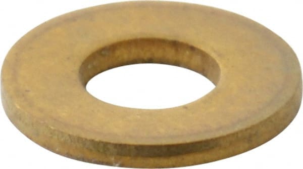 Value Collection - #4 Screw, Brass Standard Flat Washer - 0.12" ID x 0.281" OD, 0.025" Thick, Plain Finish - Exact Tooling
