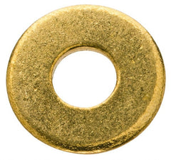 Value Collection - #10 Screw, Brass Standard Flat Washer - 0.2" ID x 1/2" OD, 0.04" Thick, Plain Finish - Exact Tooling