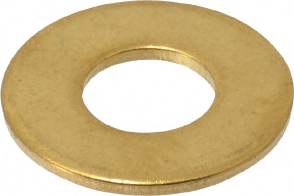 Value Collection - 3/8" Screw, Brass Standard Flat Washer - 0.392" ID x 7/8" OD, 0.062" Thick, Plain Finish - Exact Tooling