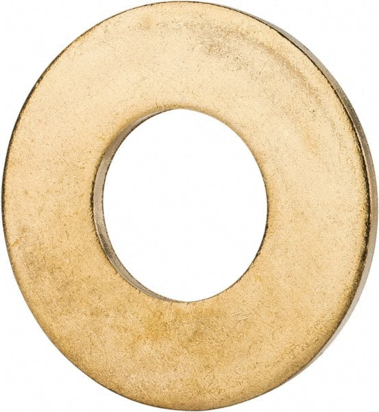 Value Collection - 5/8" Screw, Brass Standard Flat Washer - 0.687" ID x 1-1/2" OD, 0.102" Thick, Plain Finish - Exact Tooling