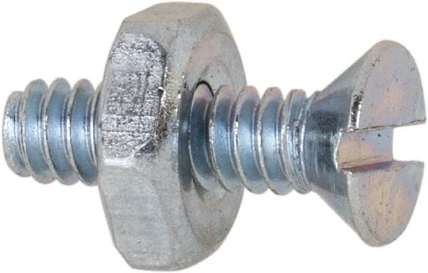 Value Collection - #6-32 UNC, 1/2" OAL Slotted Drive Machine Screw - Flat Head, Grade 2 Steel, Zinc-Plated Finish, Without Washer - Exact Tooling
