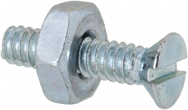 Value Collection - #6-32 UNC, 5/8" OAL Slotted Drive Machine Screw - Flat Head, Grade 2 Steel, Zinc-Plated Finish, Without Washer - Exact Tooling