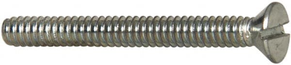 Value Collection - #6-32 UNC, 1-1/4" OAL Slotted Drive Machine Screw - Flat Head, Grade 2 Steel, Zinc-Plated Finish, Without Washer - Exact Tooling