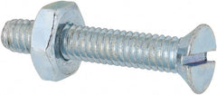 Value Collection - #8-32 UNC, 1" OAL Slotted Drive Machine Screw - Flat Head, Grade 2 Steel, Zinc-Plated Finish, Without Washer - Exact Tooling