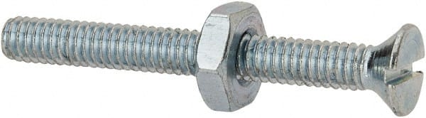 Value Collection - #8-32 UNC, 1-1/2" OAL Slotted Drive Machine Screw - Flat Head, Grade 2 Steel, Zinc-Plated Finish, Without Washer - Exact Tooling