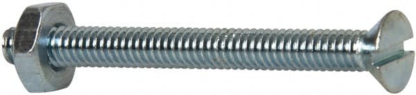 Value Collection - #8-32 UNC, 1-3/4" OAL Slotted Drive Machine Screw - Flat Head, Grade 2 Steel, Zinc-Plated Finish, Without Washer - Exact Tooling