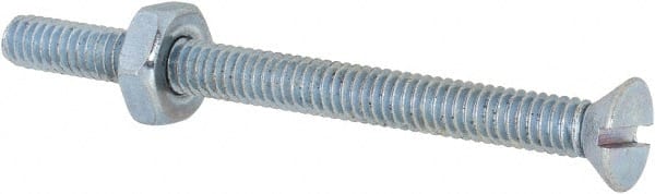 Value Collection - #8-32 UNC, 2" OAL Slotted Drive Machine Screw - Flat Head, Grade 2 Steel, Zinc-Plated Finish, Without Washer - Exact Tooling