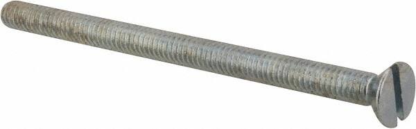 Value Collection - #8-32 UNC, 2-1/2" OAL Slotted Drive Machine Screw - Flat Head, Grade 2 Steel, Zinc-Plated Finish, Without Washer - Exact Tooling