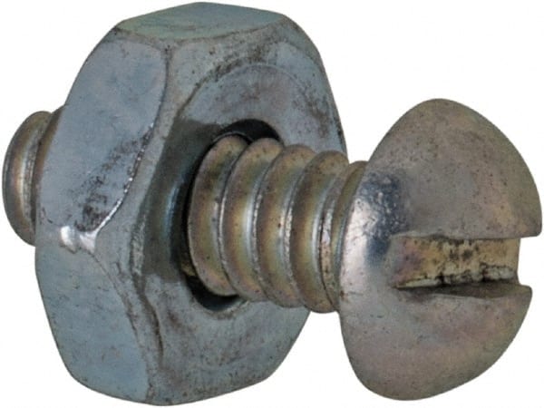 Value Collection - #6-32 UNC, 3/8" Length Under Head Slotted Drive Machine Screw - Round Head, Grade 2 Steel, Zinc-Plated Finish, Without Washer - Exact Tooling