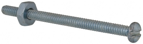 Value Collection - #6-32 UNC, 2" Length Under Head Slotted Drive Machine Screw - Round Head, Grade 2 Steel, Zinc-Plated Finish, Without Washer - Exact Tooling