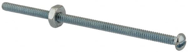 Value Collection - #6-32 UNC, 3" Length Under Head Slotted Drive Machine Screw - Round Head, Grade 2 Steel, Zinc-Plated Finish, Without Washer - Exact Tooling