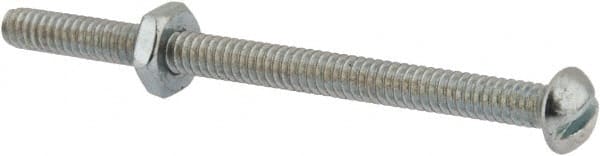 Value Collection - #10-24 UNC, 2-3/4" Length Under Head Slotted Drive Machine Screw - Round Head, Grade 2 Steel, Zinc-Plated Finish, Without Washer - Exact Tooling