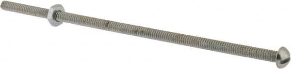 Value Collection - #10-24 UNC, 6" Length Under Head Slotted Drive Machine Screw - Round Head, Grade 2 Steel, Zinc-Plated Finish, Without Washer - Exact Tooling