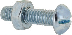 Value Collection - 5/16-18 UNC, 1-1/4" Length Under Head Slotted Drive Machine Screw - Round Head, Grade 2 Steel, Zinc-Plated Finish, Without Washer - Exact Tooling